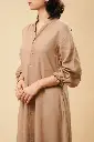 LINEN BISCUIT FRILL DRESS