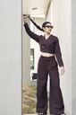 CROP BLAZER CO-SET (BROWN)