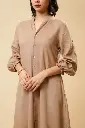 LINEN BISCUIT FRILL DRESS