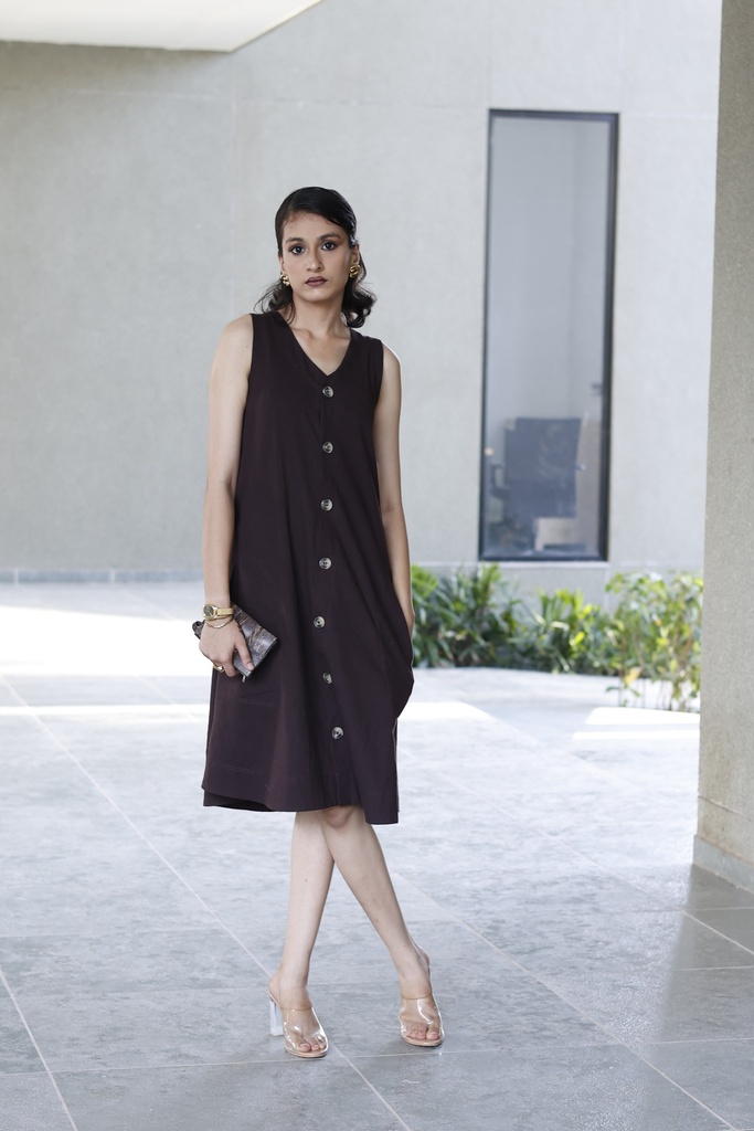 A-LINE ONE PIECE WITH POCKETS (BROWN)